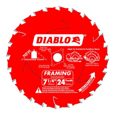 Tracking Point Decking & Framing Saw Blade, Carbide-Tipped, 24-Tooth x 7-1/4 In.