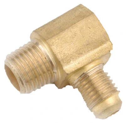 Pipe Fitting, Flare Elbow, Lead Free Brass, 1/2 Flare x 3/8 In. MPT