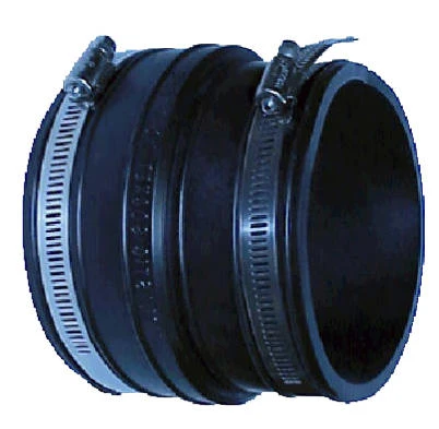 Pipe Fitting, Clay Pipe Flexible Coupling, 4 x 4 In.