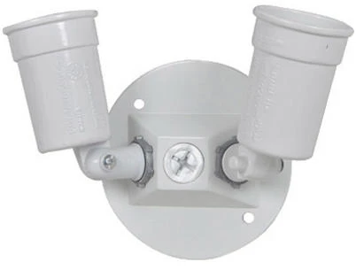 White Weatherproof Double Lampholder for Outdoor Use