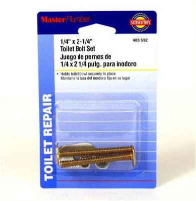 Toilet Bolt Set, One Quarter Inch by Two and One Quarter Inch, Includes Nuts and Washers