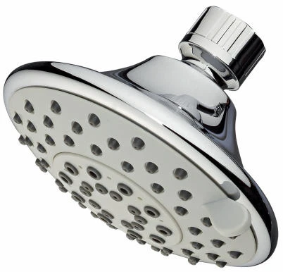 Shower Head, Fixed Mount, 5 Settings, Chrome Plastic