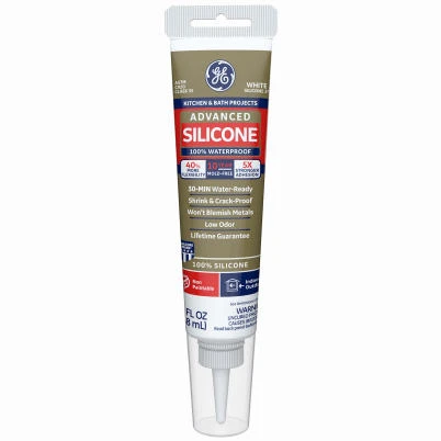 Advanced Silicone 2 Kitchen & Bath Sealant , White, 2.8-oz. Squeeze Tube