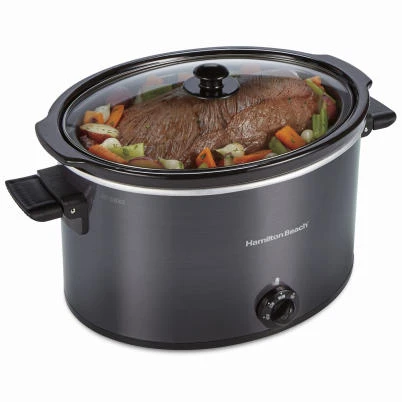10 Quart Oval Slow Cooker With Xl Capacity And Dishwasher Safe Stoneware