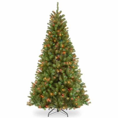 Artificial North Valley Spruce Tree Green with 550 Multi-Color Lights 7.5 Feet Tall