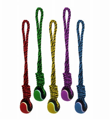 Dog Tug Toy, Rope with Tennis Ball