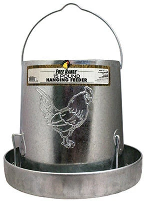 Hanging Poultry Feeder, Galvanized Steel, 15 Lb. Capacity