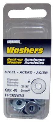 Steel Washers, 3/16-Dia., 40-Pk.