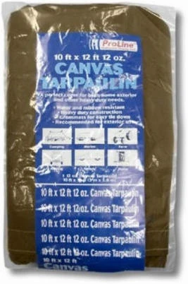 Canvas Tarp, Tan & Brown, 10' X 12', Water & Mildew Resistant
