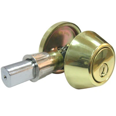 Mobile Home Single-Cylinder Deadbolt Lock in Polished Brass Finish