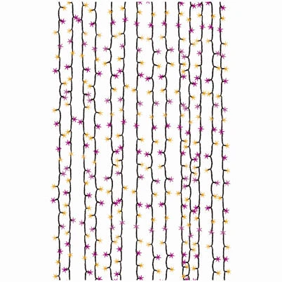 Spooky Icicle Halloween Lights with 180 Orange and Purple Bulbs, 8 Lighting Functions