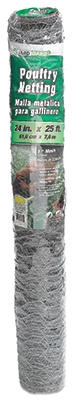 Poultry Netting, Galvanized Steel, 1 In. Mesh, 24 In. x 25 Ft.