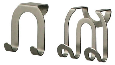 Double Hook, Over Cabinet/Drawer, Brushed Nickel, 2-Pk.