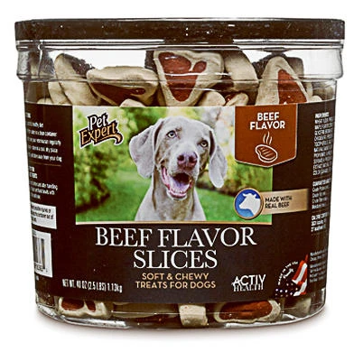 Dog Treats, Beef Slices, 40-oz. Tub