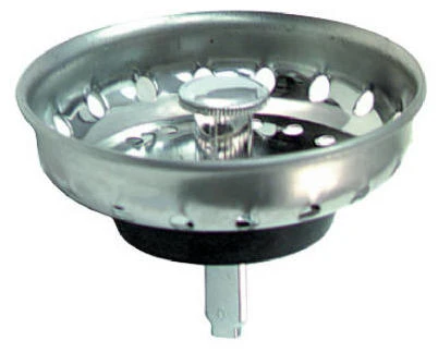 Basket Sink Strainer With Post, Chrome Finish For 3-1/2" Drains
