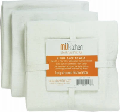 Flour Sack Towels, White Cotton, 24 x 36-In., 3-Pk.