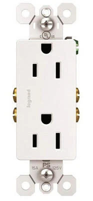 Pass & Seymour Decorator Outlet, 15-Amp 125-Volt , White, 10-Pk.