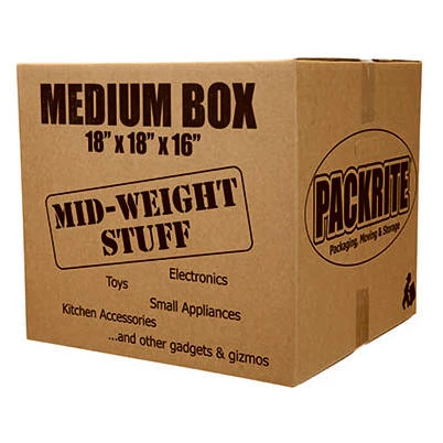 Medium Moving Box, 18 X 18 X 16-inches, 3.0 Cubic Feet Capacity