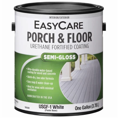 Exterior Porch & Floor Coating, Urethane Fortified, White Pastel Base Semi-Gloss, 1 Gallon