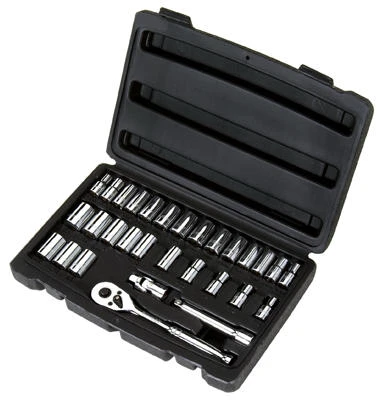 30-piece Sae & Metric Socket Set, 1/4-inch Drive With Ratchet And Case