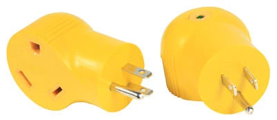 RV Electrical Adapter, 90 Degree, 15A Male to 30A Female