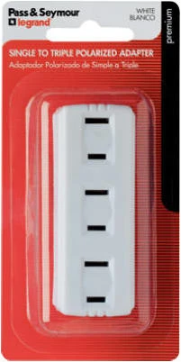 Pass and Seymour 15 Amp White Triple Plug In Adapter