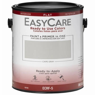 Ready To Use Interior Flat Latex Paint and Primer, Cape Gray, One Gallon