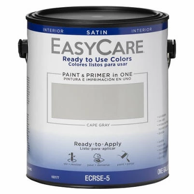 Ready To Use Interior Satin Latex Paint and Primer, Cape Gray, One Gallon
