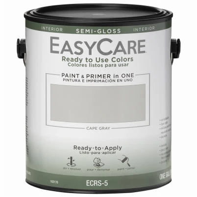 Ready To Use Interior Semi-Gloss Latex Paint and Primer, Cape Gray, One Gallon