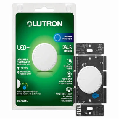 Dalia LED+ Illuminated Rotary Dimmer Switch, Single-Pole/3-Way, White
