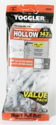 TB Hollow Wall Anchors, 3/8-1/2-In., 20-Pk.