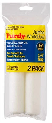 White Dove Jumbo Mini Paint Roller Cover, 6-1/2 x 1/4 In. Nap, 2-Pk.