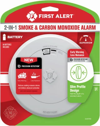 Smoke & Carbon Monoxide Alarm, Slim Profile, Battery-Operated