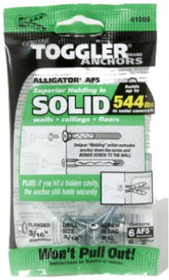 Alligator Masonry Anchors, Flanged, 3/16-In., 6-Pk.