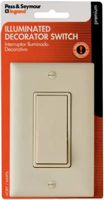 Pass & Seymour Ivory Single-Pole Premium Decorator Lighted Switch