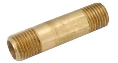 Yellow Brass Nipple, Lead Free, 1/8 x 1.5 In.