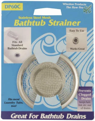 Mesh Bathtub Strainer with Chrome Ring for Bathtub Drain, Stainless Steel