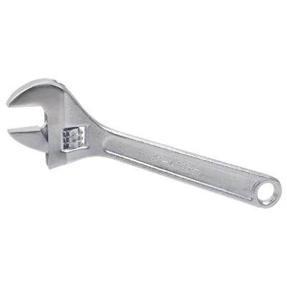 8-Inch Chrome-Plated Adjustable Wrench with Precision Jaw Adjustment