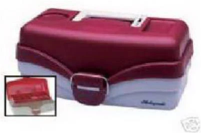 Tackle Box with One Tray, Red Metallic and Off White Finish