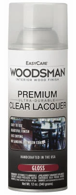 Woodsman Lacquer Protective Finish Clear Gloss for Wood and Metal 12 Ounce Spray