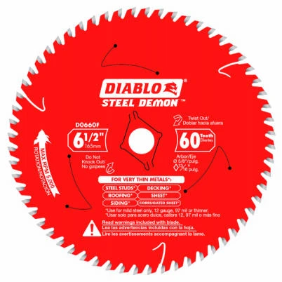 Steel Demon Circular Saw Blade, Cuts Very Thin Metal, 60-Tooth x 6-1/2-In.