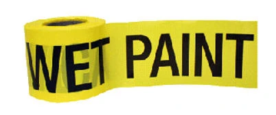  Caution Wet Paint  Barricade Tape, Bright Yellow, Weatherproof, 3 In. x 300 Ft.