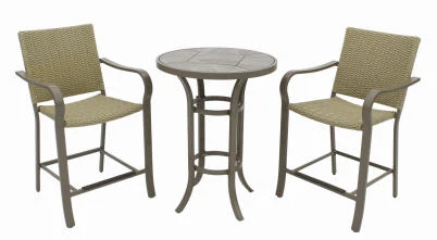 Amalfi 3-piece Balcony-height Dining Set With Steel Frame Chairs And 28-inch Table
