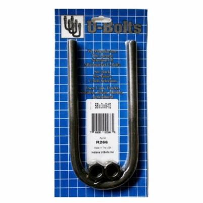 Round U Bolt Steel 5/8 Inch Diameter by 3 Inch Width by 8 and 1/2 Inch Length