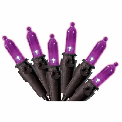Halloween Mini Light String, 100 Count Purple LED Bulbs