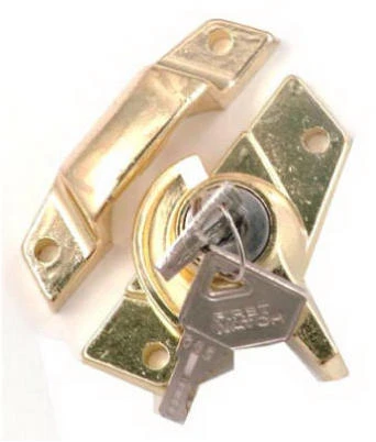 Window Sash Lock with Keyed Cylinder in Polished Brass Finish