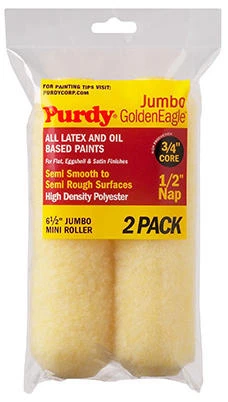 Golden Eagle Jumbo Mini Paint Roller Cover, 6-1/2 x 1/2 In. Nap, 2-Pk.