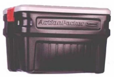 Action Packer Storage Container, Grey & Black, 24-Gallons