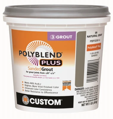 Polyblend Plus Sanded Grout, Gray, 1 Lb. - Durable And Versatile For All Tile Projects