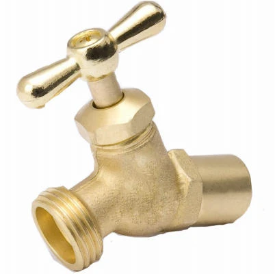 No-Kink Hose Bibb, Brass, Dual Connection, 1/2 x 3/4 In.